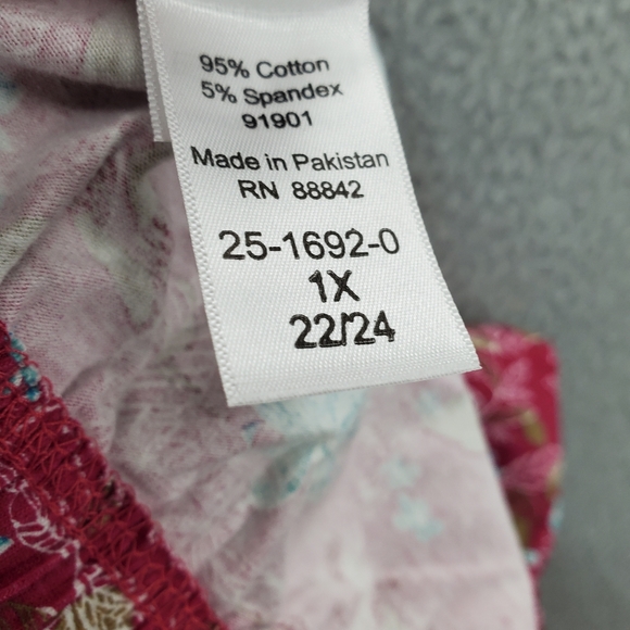 Woman Within Leggings Pants Floral Womens Plus Size 1X 22/24 Stretch Pink - Picture 8 of 9